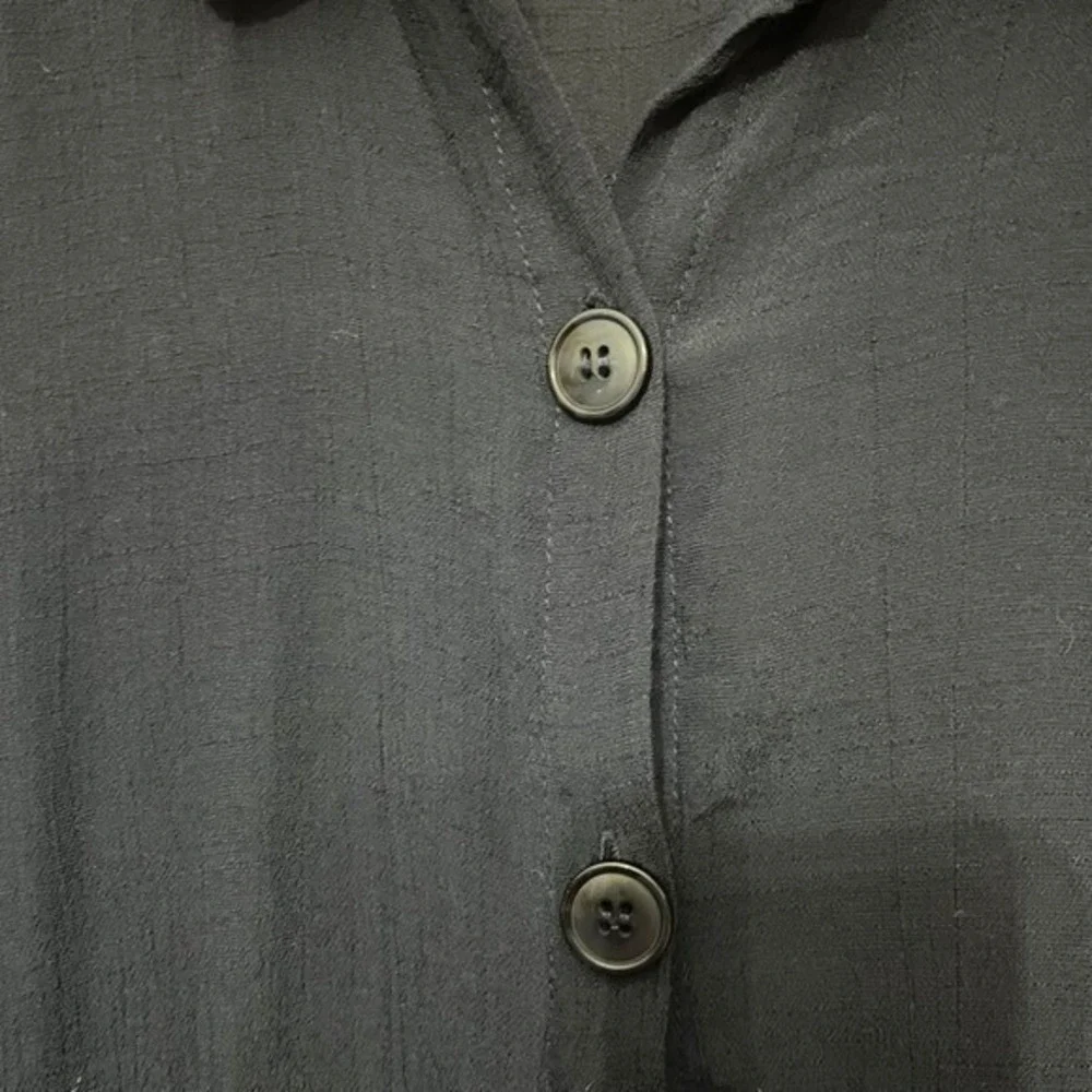Mlle Gabrielle Women's Navy Blue‎ Button Down Dress Shirt Dress Tie Sleeve Sz PM